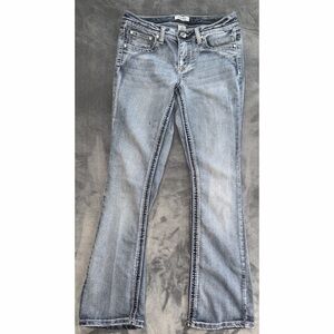 💙 Mudd Y2K Jeans with Decorated Pockets and Contrast Stitching